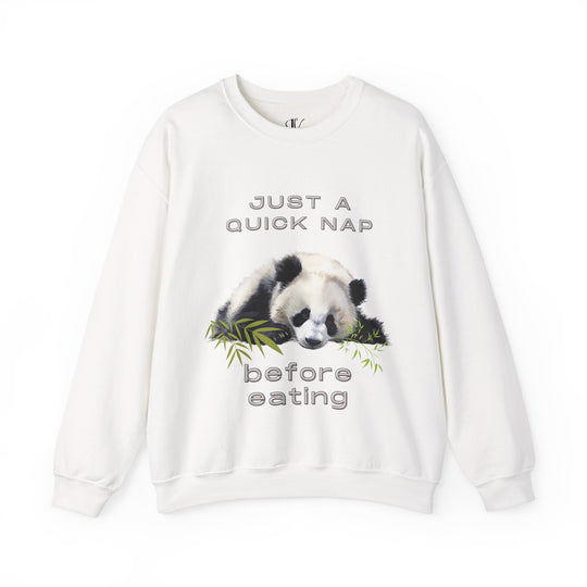 Sleeping Panda Sweatshirt - Just a Quick Nap Before Eating Sweatshirt Printify White S