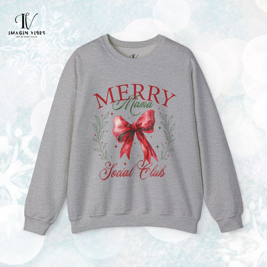 Merry Mama Social Club: Coquette Bow Christmas Sweatshirt