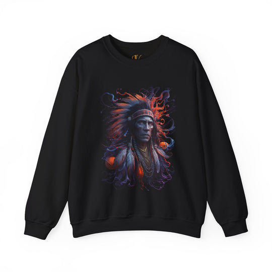 Native American Chief Portrait Sweatshirt Sweatshirt Printify S Black