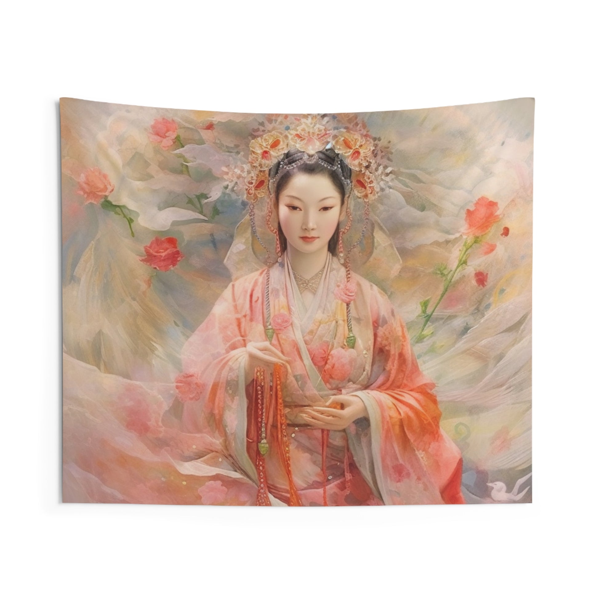 Quan Yin Wall Tapestry - Guan Yin, Kwan Yin, Goddess of Compassion - Spiritual Wall Decor for Buddhism Home Decor 60" × 50"  