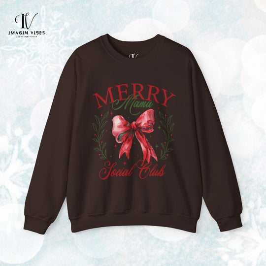 Merry Mama Social Club: Coquette Bow Christmas Sweatshirt