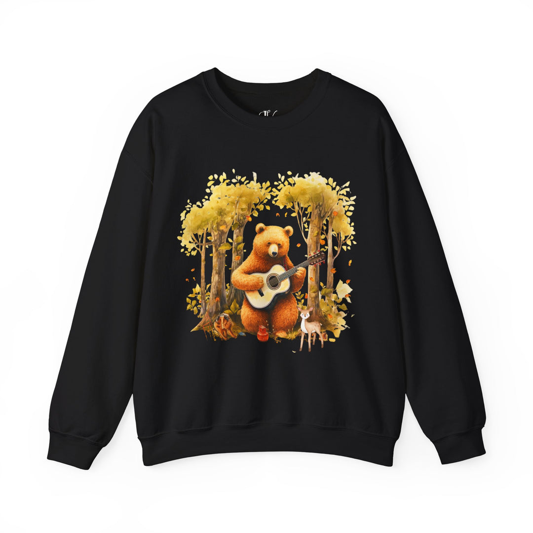 Bear Whimsical Crewneck Sweatshirt Sweatshirt Printify Black S