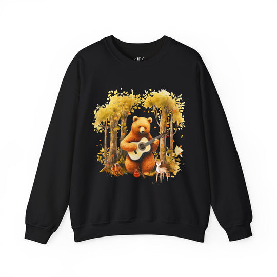 Bear Whimsical Crewneck Sweatshirt Sweatshirt Printify Black S