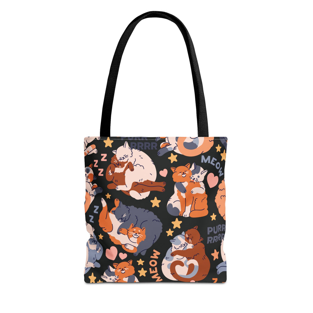 Sweet Cartoon Cats Tote Bag Bags Printify 13" × 13'' Black