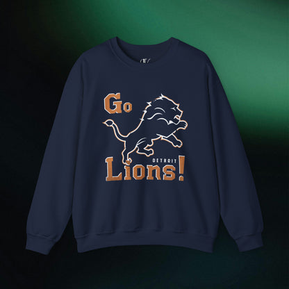 Detroit Football Team Sweatshirt | Go Lions | Old Detroit Sweatshirt S Navy 