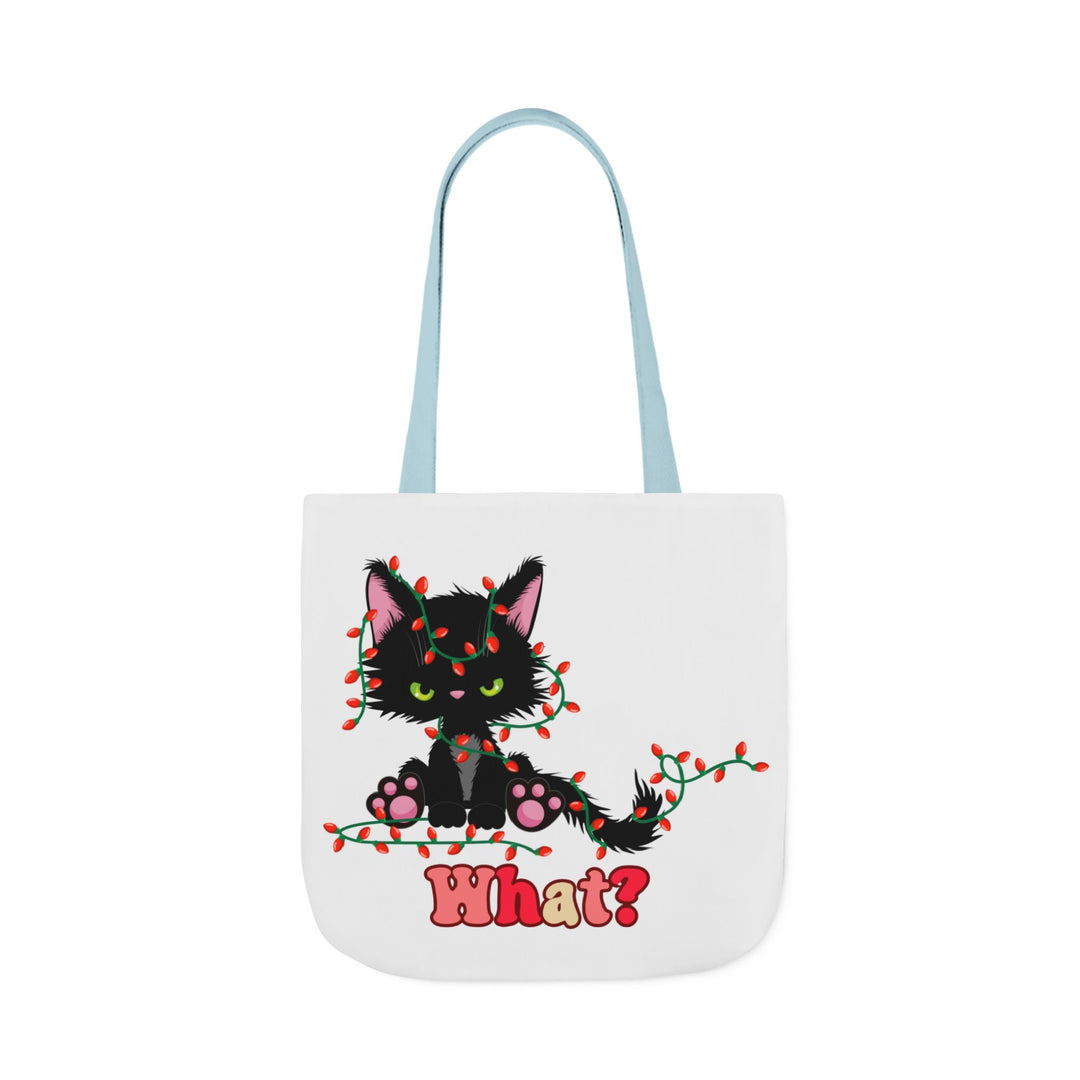 What Black Christmas Cat Tote Bag Accessories Printify 18" × 18'' Light blue