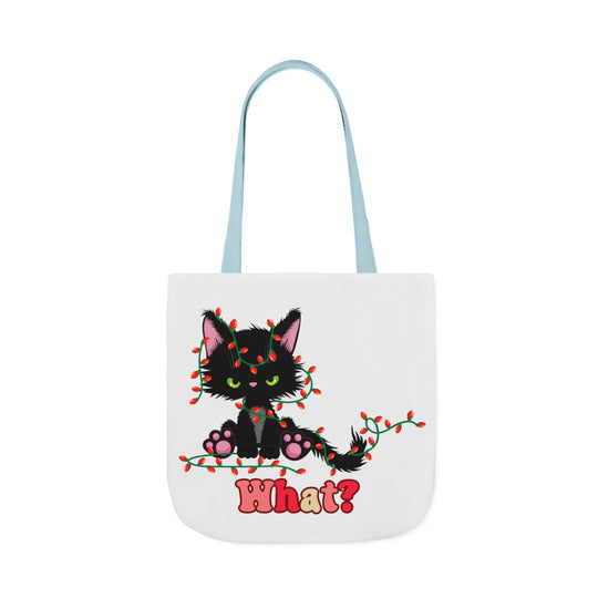 What Black Christmas Cat Tote Bag Accessories Printify 18" × 18'' Light blue