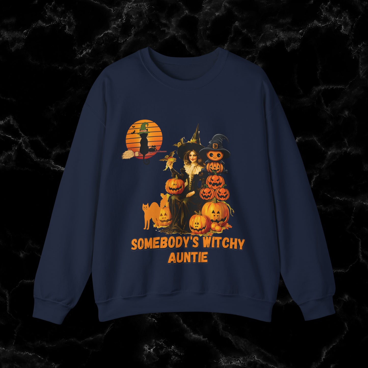 Somebody's Witchy Auntie Sweatshirt - Cool Aunt Shirt for Halloween Sweatshirt M Navy 
