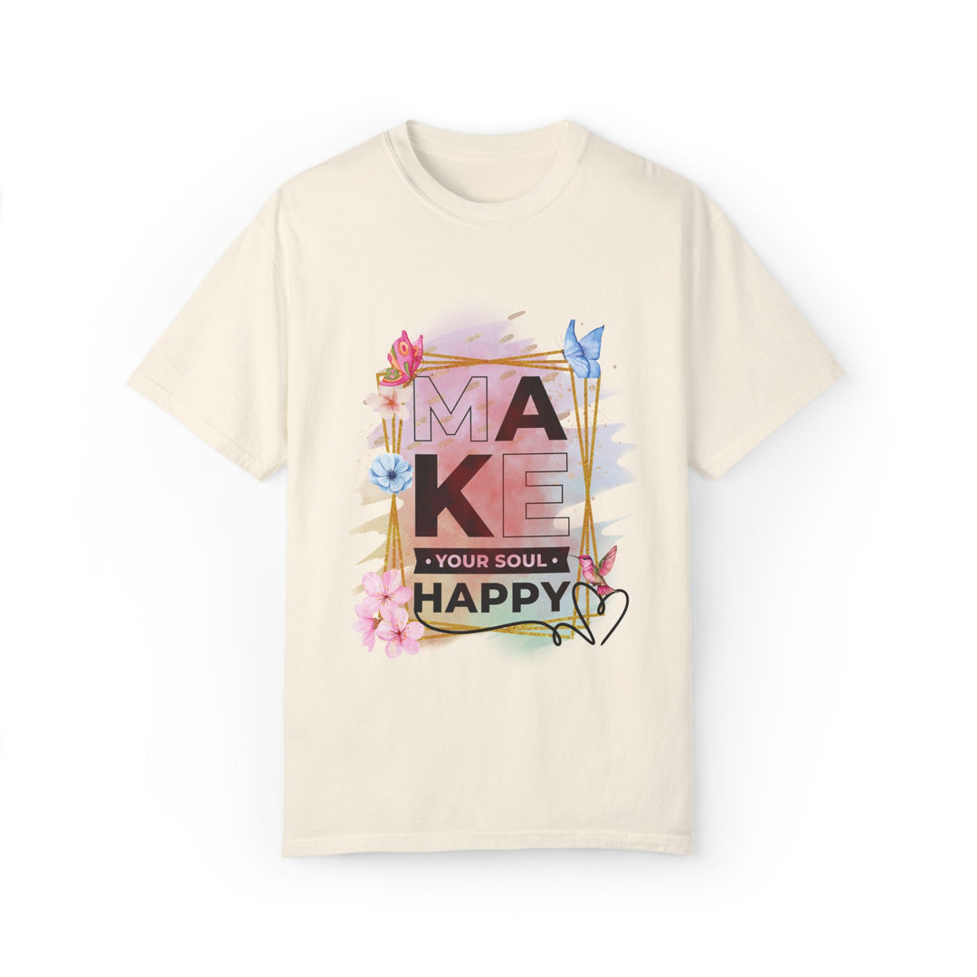 Motivational Watercolor T-Shirt - Make Your Soul Happy T-Shirt Printify Ivory S