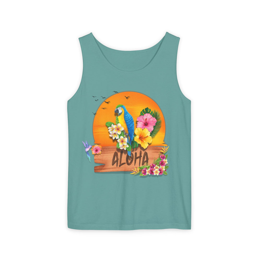 Tropical Parrot Aloha Tank Top Tank Top Printify Seafoam XS