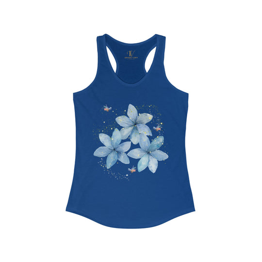 Floral Raceback Tank Top with Fireflies Tank Top Printify XS Solid Royal