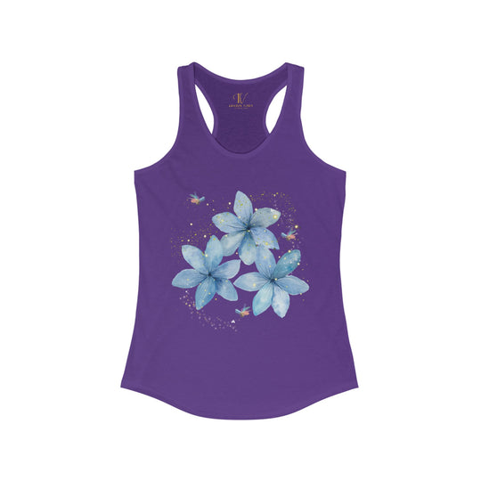 Floral Raceback Tank Top with Fireflies Tank Top Printify XS Solid Purple Rush