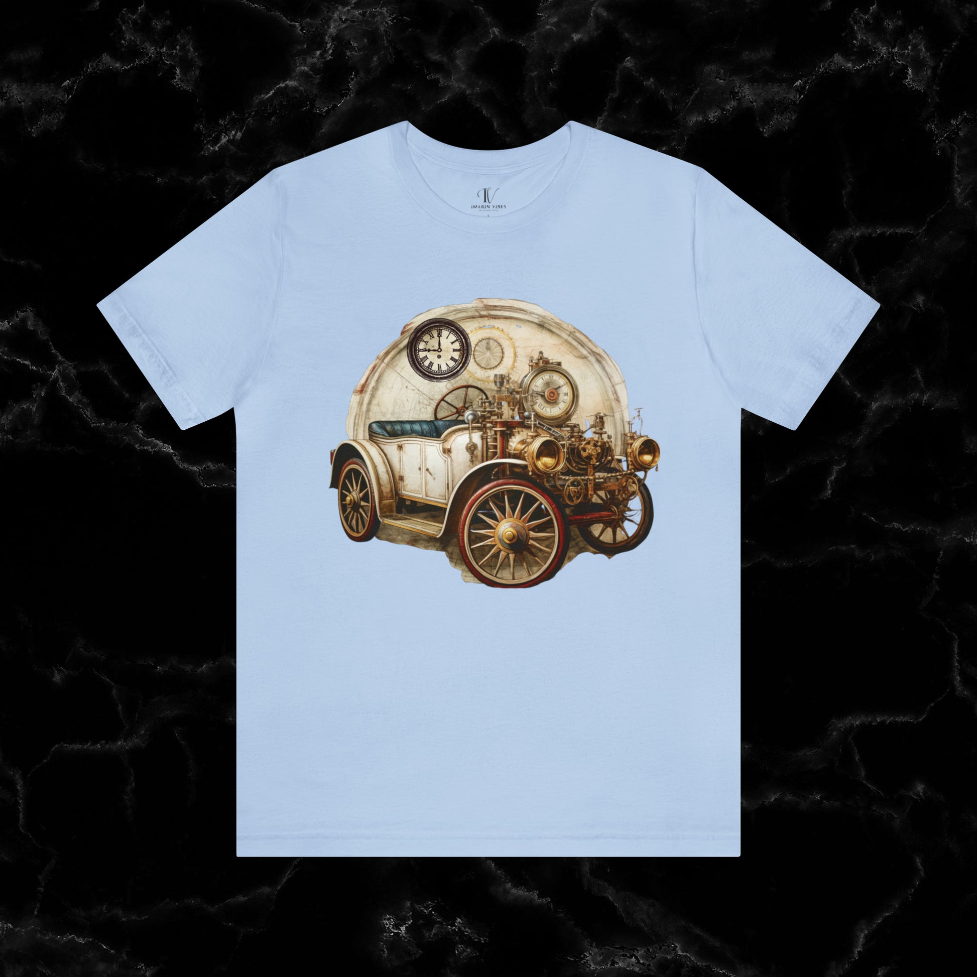 Ride in Style: Vintage Car Enthusiast T-Shirt with Classic Wheels and Timeless Appeal T-Shirt Baby Blue S 