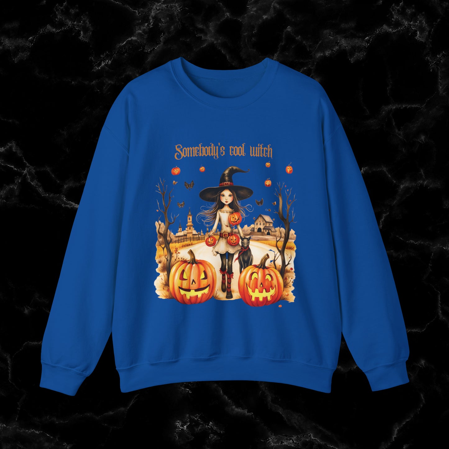 Somebody's Cool Witch Halloween Sweatshirt - Embrace the Witchy Vibes Sweatshirt S Royal 
