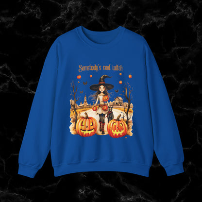 Somebody's Cool Witch Halloween Sweatshirt - Embrace the Witchy Vibes Sweatshirt S Royal 