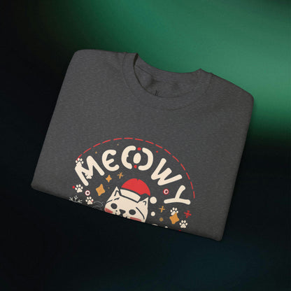Cute Christmas Cat Sweatshirt, Meowy Christmas Cat Sweater | Meowy Catmas Sweatshirt   