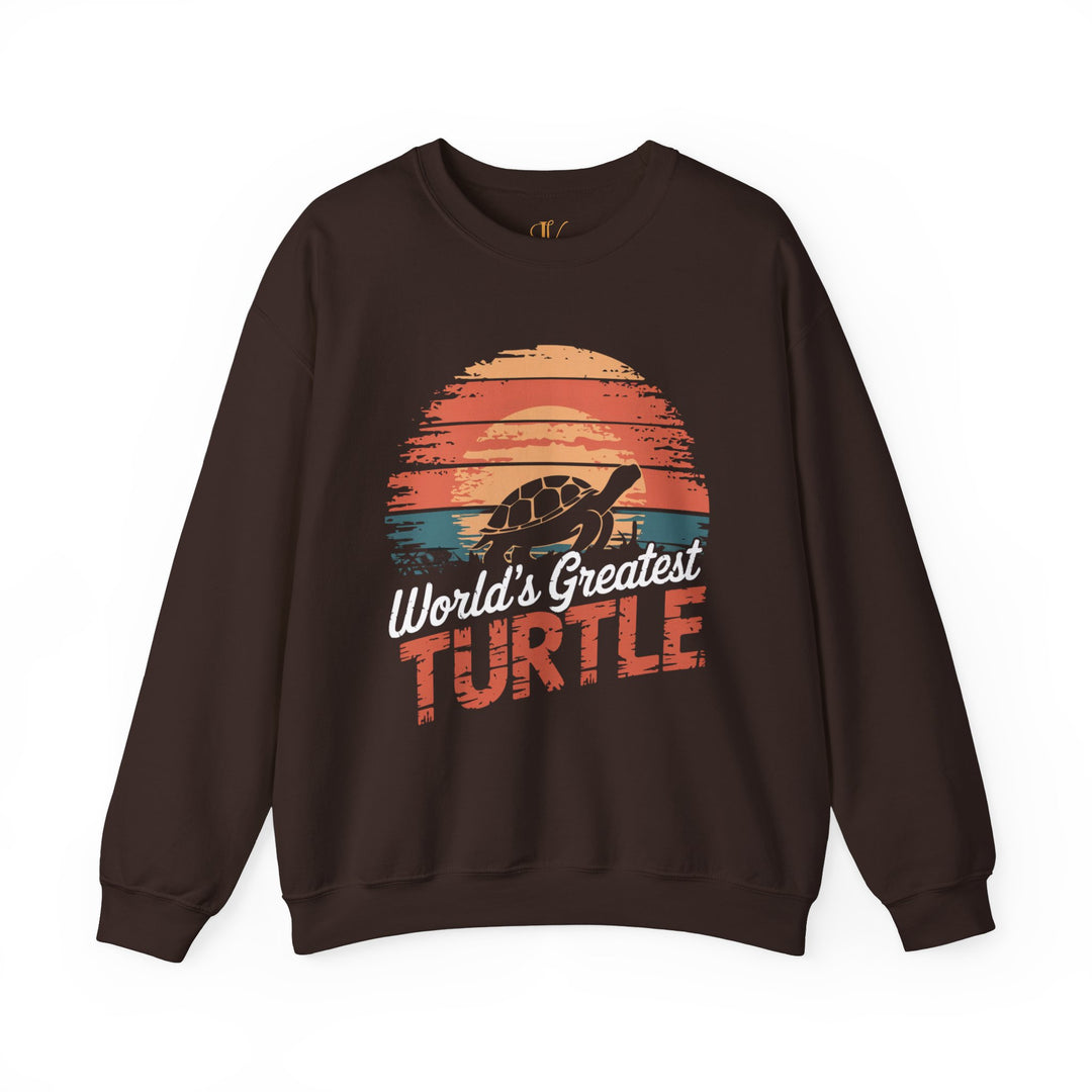 World's Greatest Turtle Crewneck Sweatshirt Sweatshirt Printify S Dark Chocolate