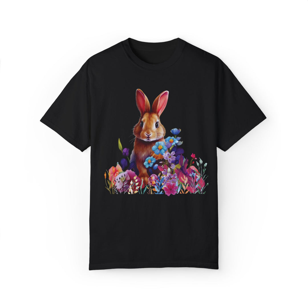 Bunny Springtime T-Shirt T-Shirt Printify Black S