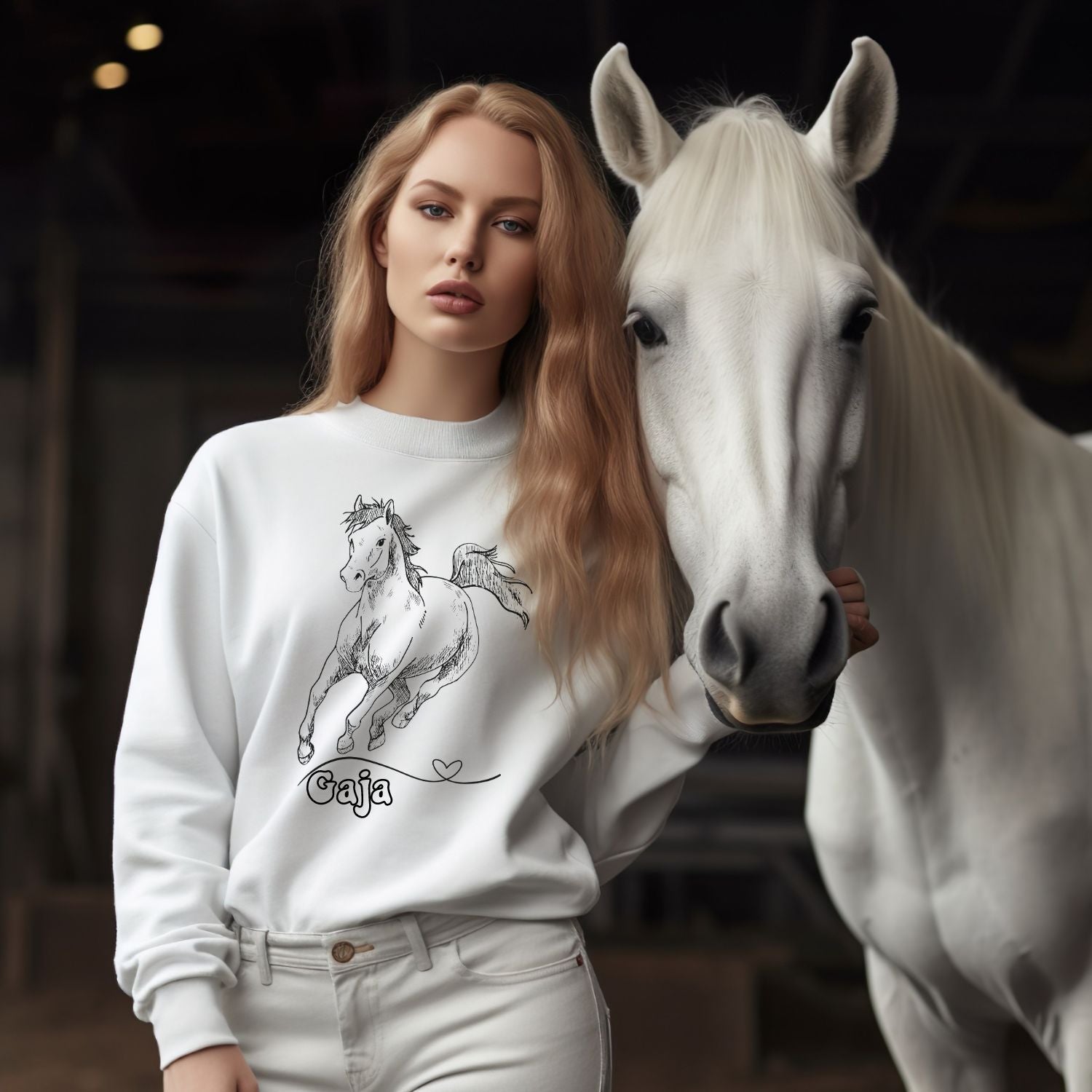 Personalized Horse Sweatshirt - Gift for Horse Owner, Perfect for Christmas, Birthdays, and Equestrian Enthusiasts - Wrap Up Warmth and Personal Connection with this Thoughtful Horse Lover's Gift Sweatshirt   