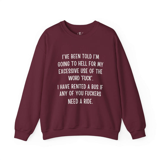 Funny Hell Bus Unisex Sweatshirt Sweatshirt Printify S Maroon