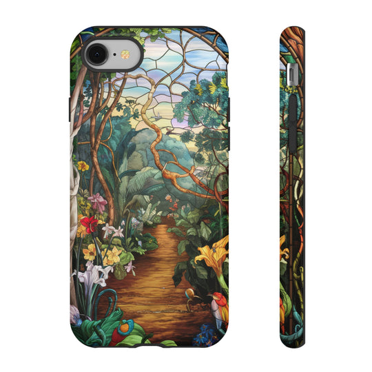 Phone Case - Stained Glass Garden Scene Phone Case Printify