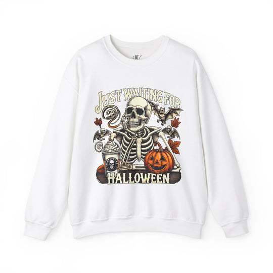 Skeleton Halloween Crewneck Sweatshirt - Just Waiting for Halloween