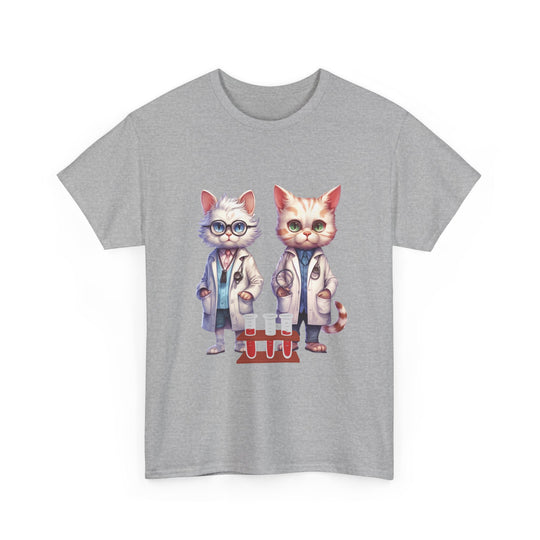 Cat Scientist Tee T-Shirt Printify Sport Grey S