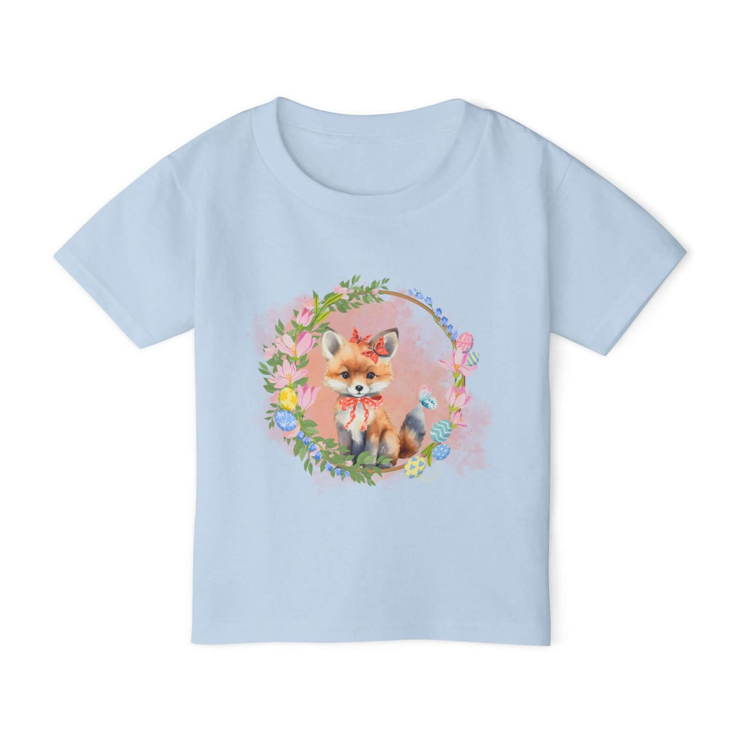 Toddler T-shirt Fox Easter Floral Wreath Kids clothes Printify Light Blue 2T