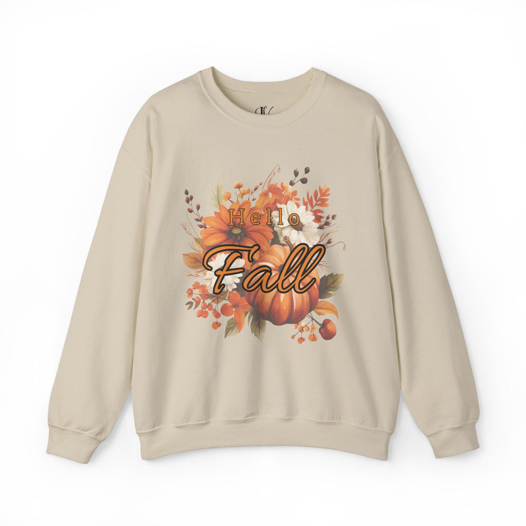 Hello Fall: Watercolor Pumpkin Sweatshirt Sweatshirt Printify S Sand