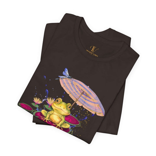 Frog on Lily Pad Unisex Tee T-Shirt Printify Brown XS