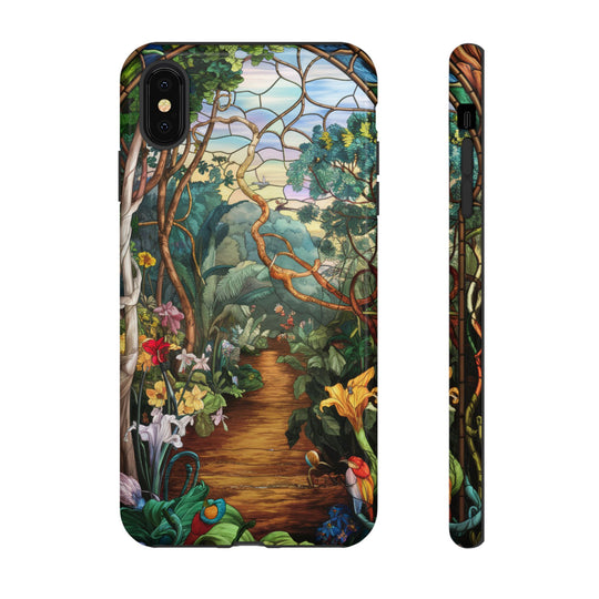 Phone Case - Stained Glass Garden Scene Phone Case Printify