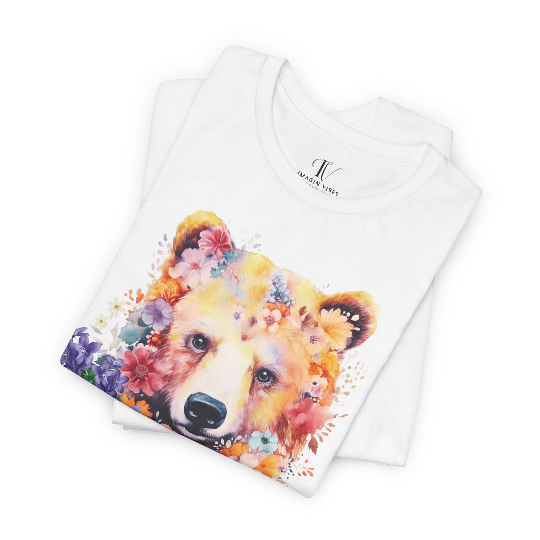 Floral Bear Face Nature-Inspired Tee T-Shirt Printify
