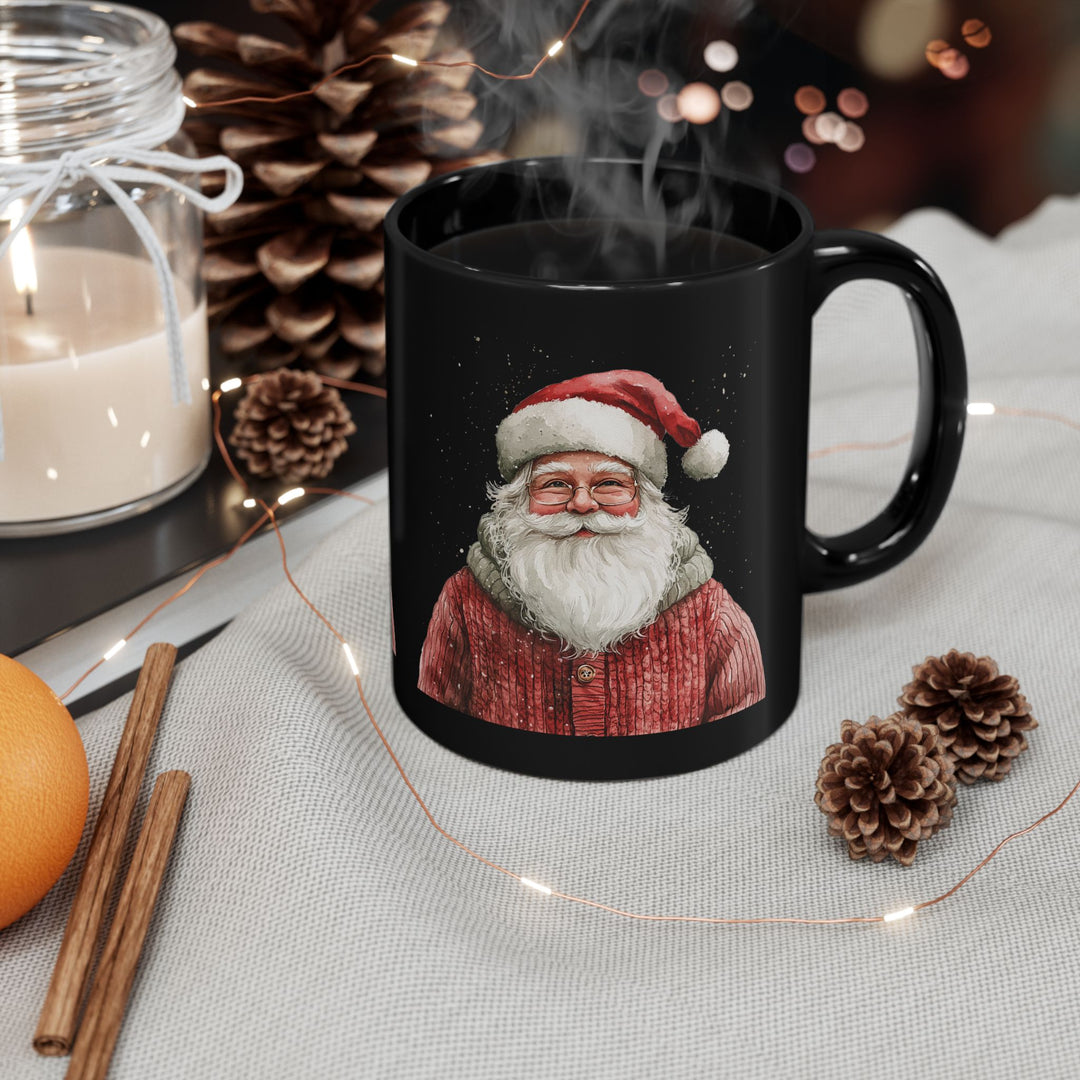 Boho Watercolor Santa Black Mug