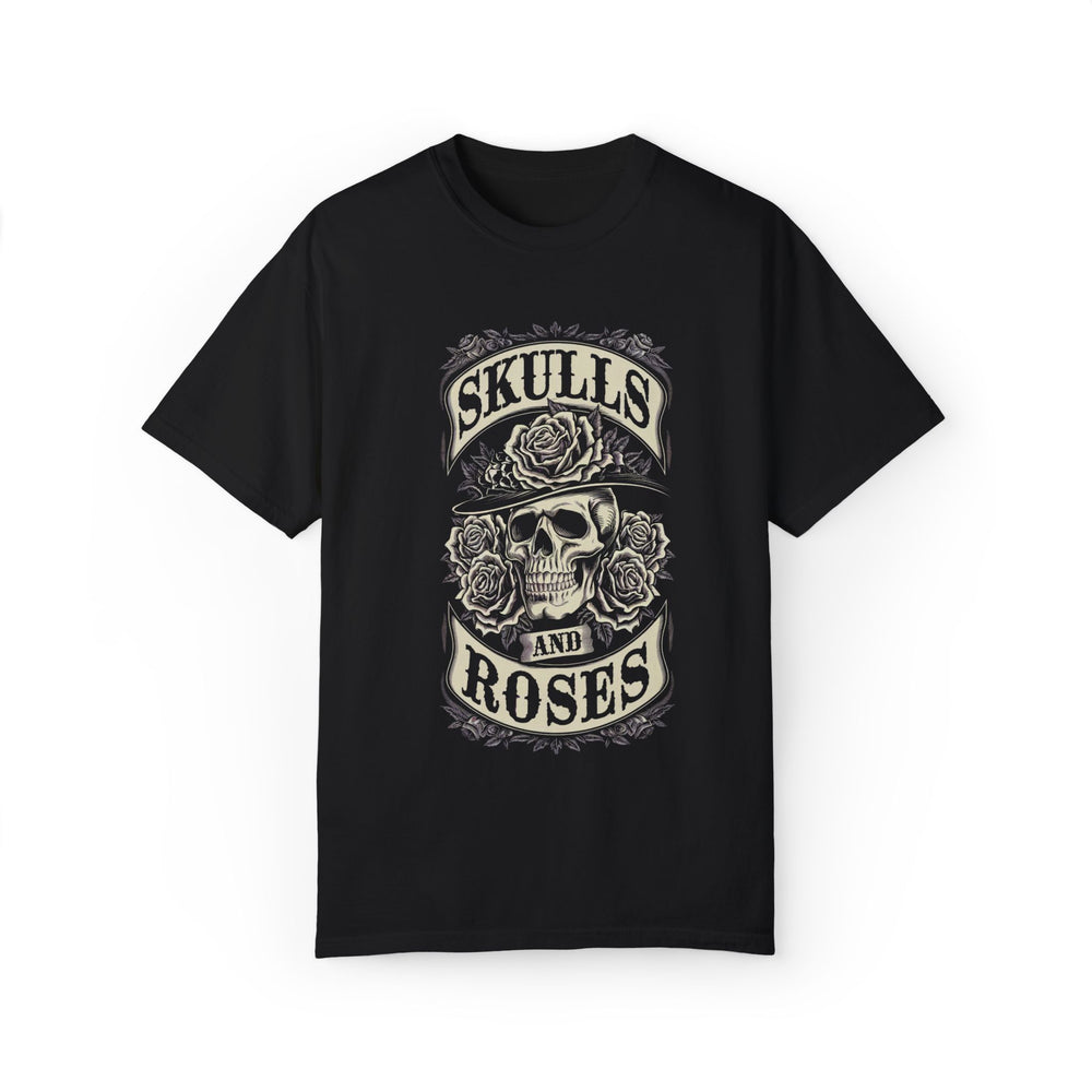 Skull Roses T-shirt T-Shirt Printify Black S