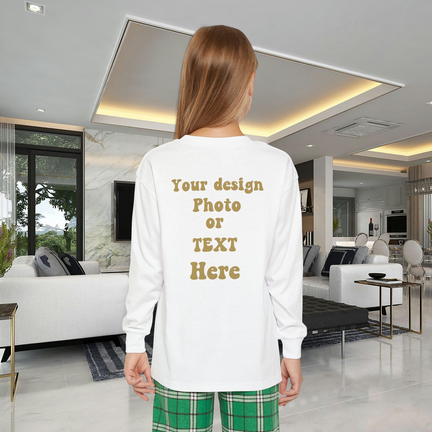 Youth Long Sleeve Holiday Outfit Set - Personalized with Text and Photo Clothing Set   