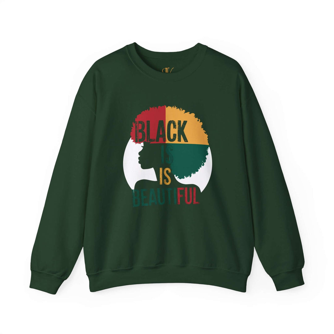 Afro Woman 'Black is Beautiful' Sweatshirt Sweatshirt Printify S Forest Green