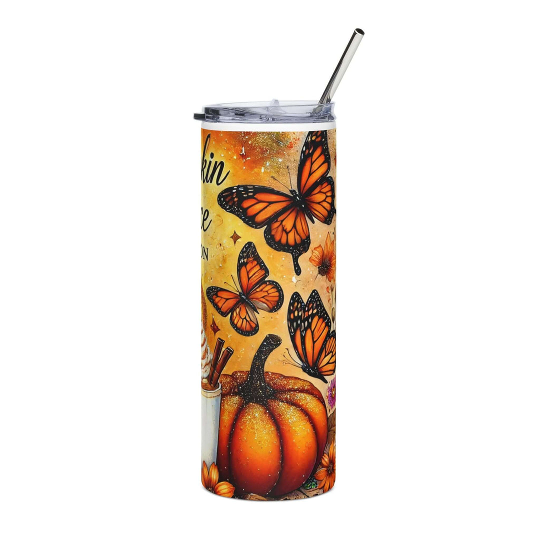 Stainless Steel Tumbler - Autumn Pumpkin Spice Latte Design Mug Printify