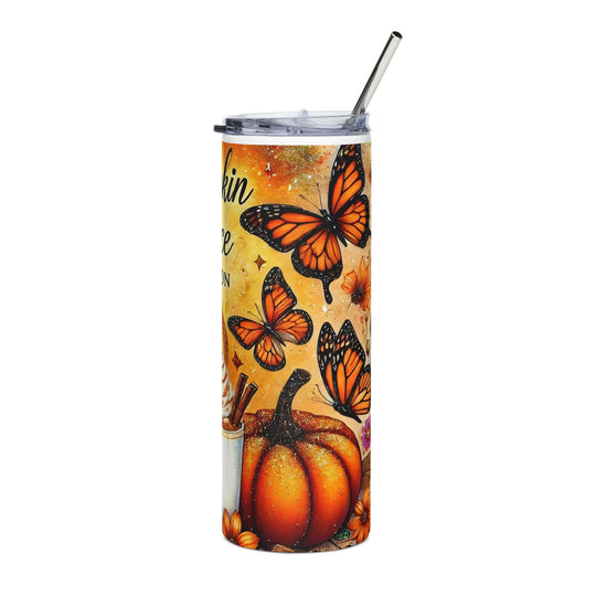 Stainless Steel Tumbler - Autumn Pumpkin Spice Latte Design Mug Printify
