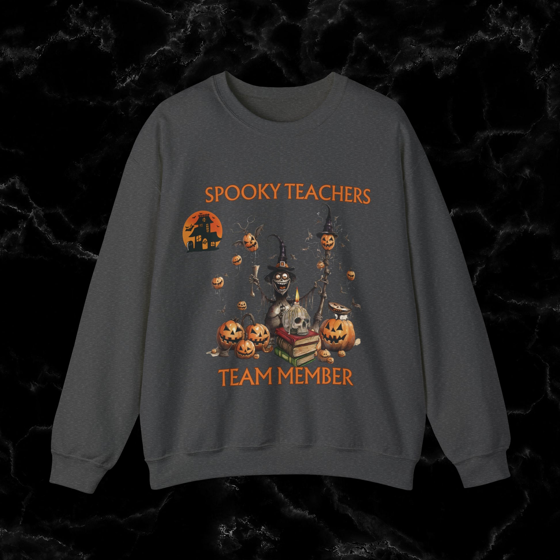 Spooky Teachers Sweatshirt - Embrace Feral Halloween Fun with this Halloween Spooky Sweatshirt for a Hauntingly Stylish Look Sweatshirt S Dark Heather 