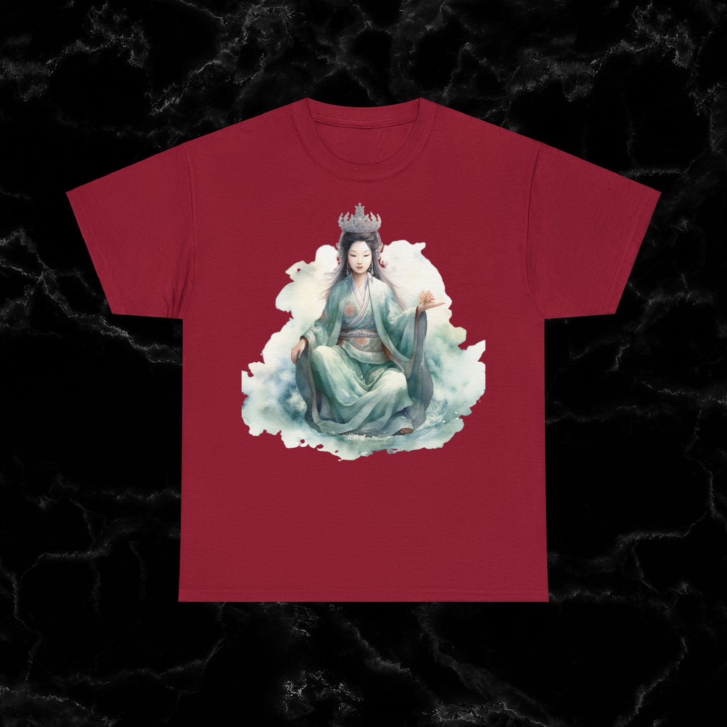 Quan Yin Spiritual Tee - Goddess of Compassion, Unisex Garment-Dyed T-shirt, Goddess of Mercy T-Shirt Cardinal Red S 