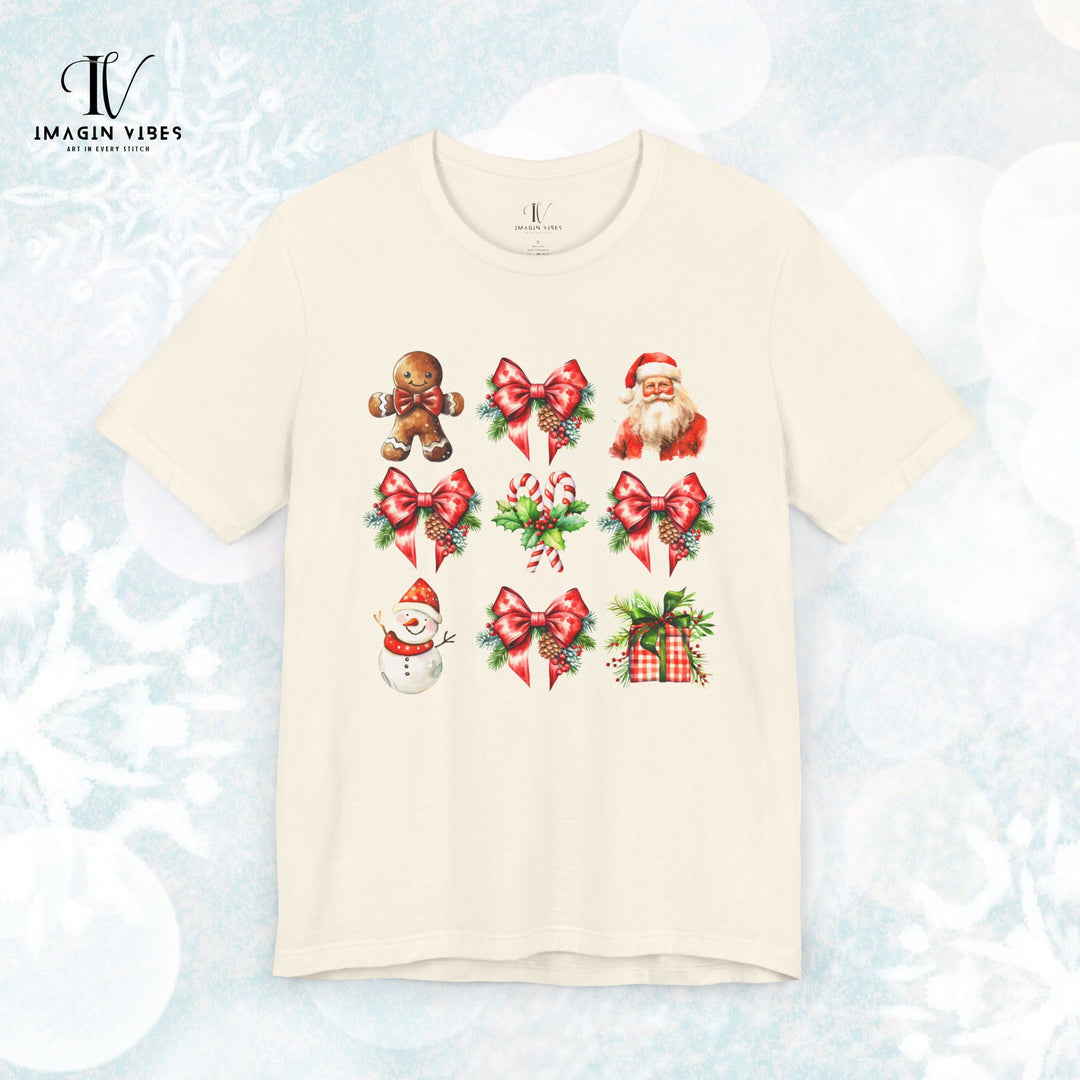 Christmas Unisex Tee Festive Santa Gingerbread Snowmen T-Shirt Printify Natural XS