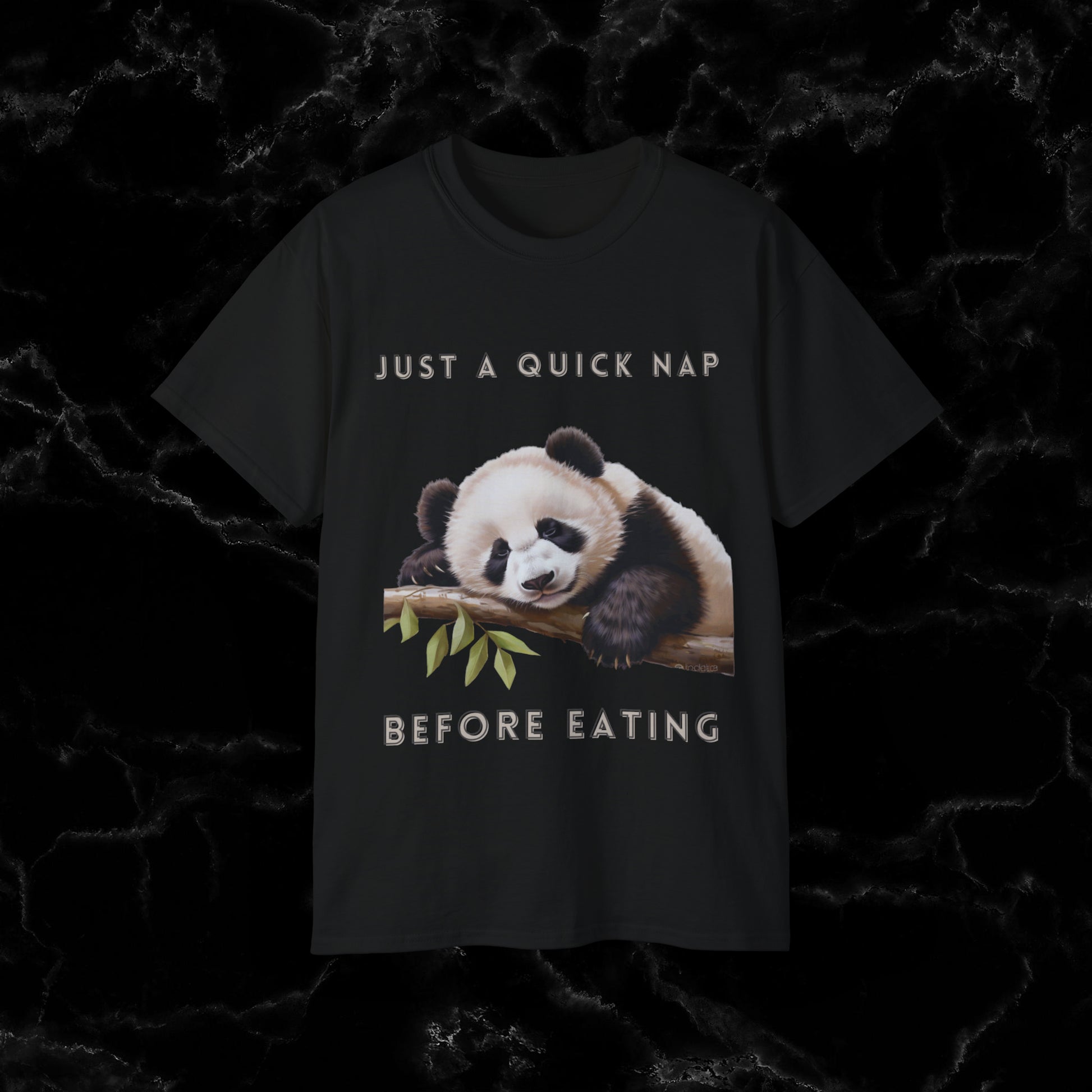 Nap Time Panda Unisex Funny Tee - Hilarious Panda Nap Design - Just a Quick Nap Before Eating T-Shirt Black S 