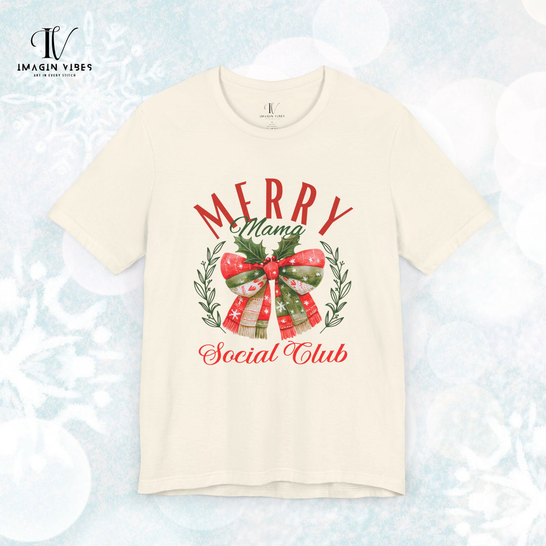 Christmas Unisex Tee - Festive & Feminine 'Merry Mama' Design