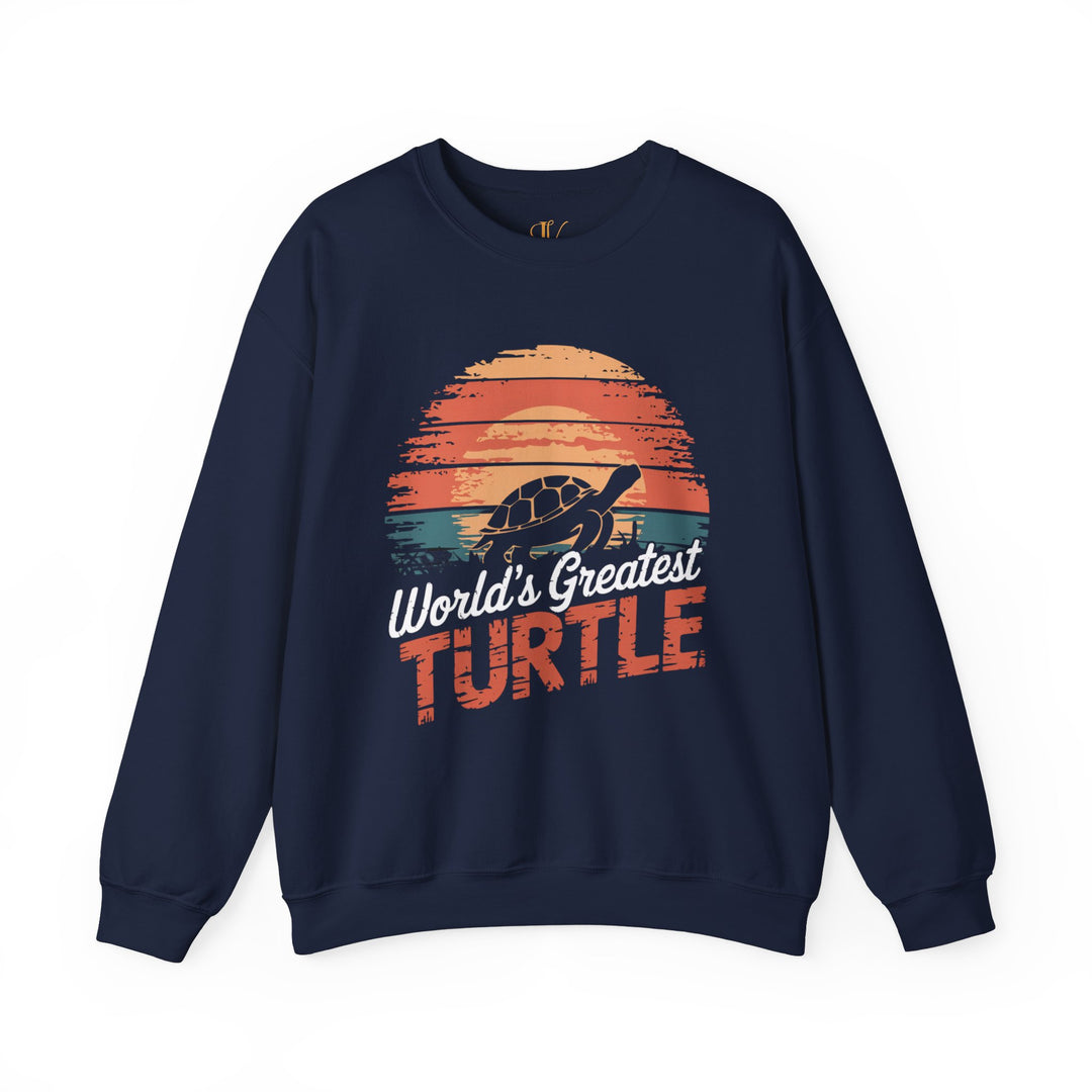 World's Greatest Turtle Crewneck Sweatshirt Sweatshirt Printify S Navy