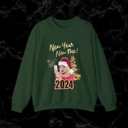 New Year New Me Sweatshirt - Motivational, Inspirational Resolutions Shirt, Christmas Family Tee Sweatshirt S Forest Green 