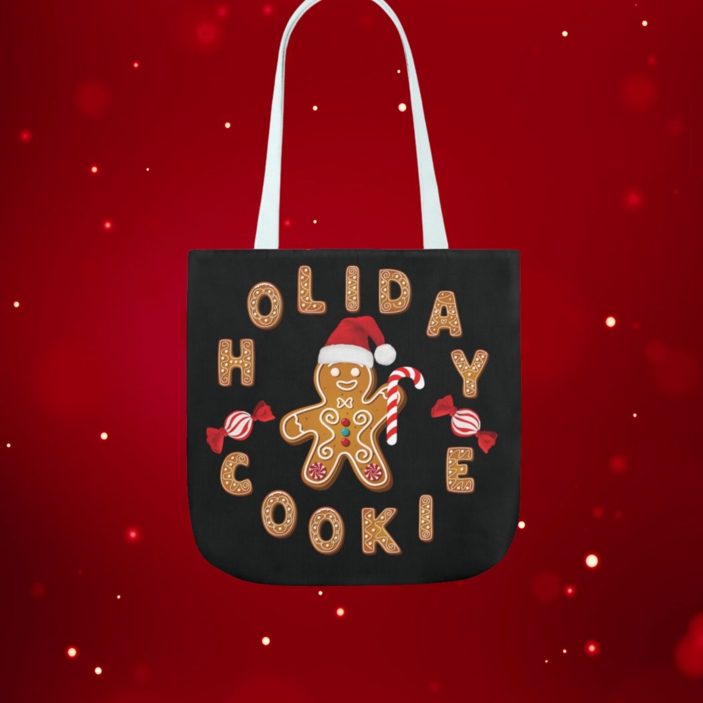 Holiday Tote Bag | Christmas Present Gift Bag - Gingerbread Tote Bag | Gingerbread Cookie Tote Accessories   