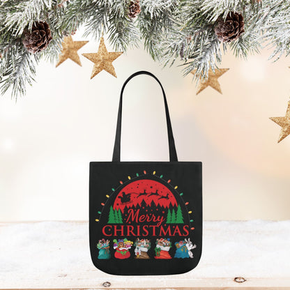 Christmas Tote Bag | Present Gift Carryall with Santa Claus and Reindeers Design Accessories   