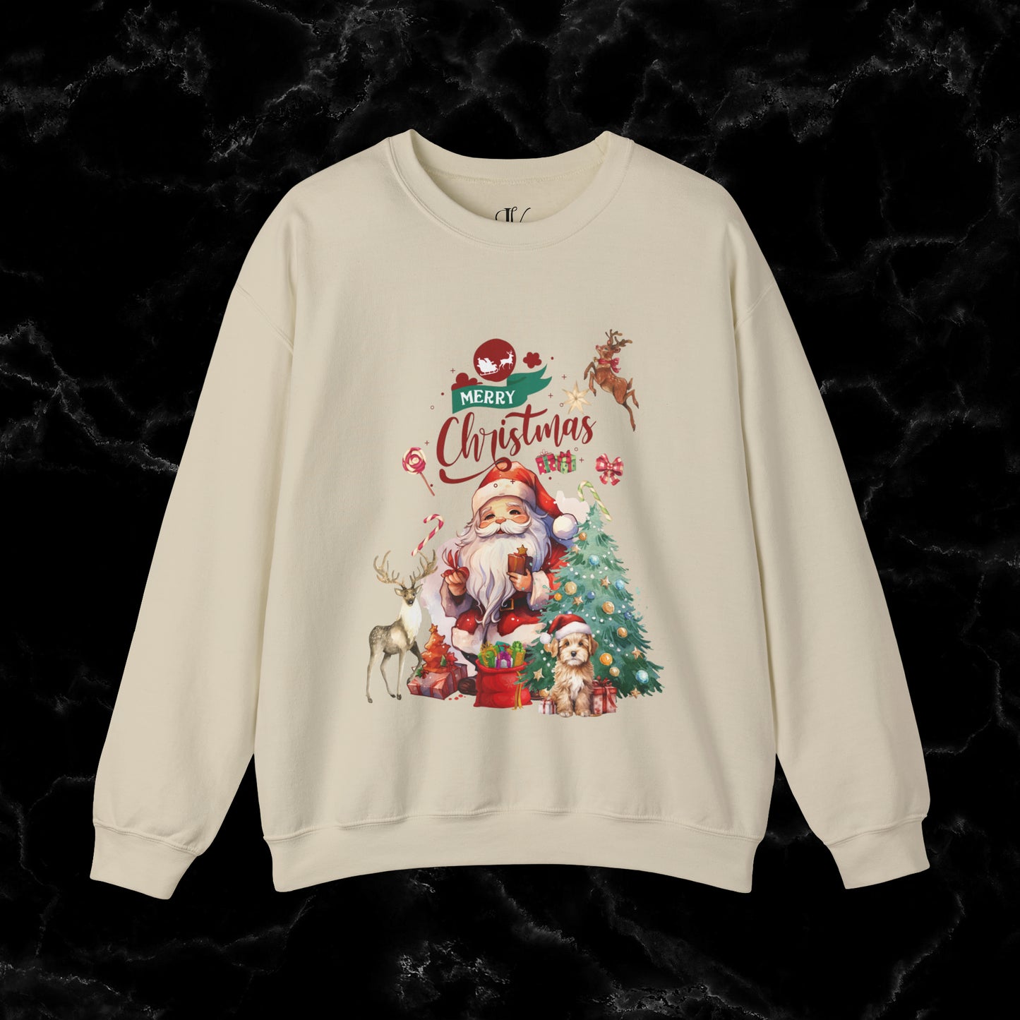 Merry Christmas Sweatshirt | Christmas Shirt - Matching Christmas Shirt - Santa Claus Merry Christmas Sweatshirt - Holiday Gift - Christmas Gift Sweatshirt S Sand 