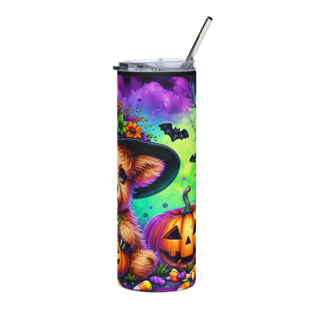 20oz Stainless Steel Tumbler — Witch Calf Jack-O'-Lantern Halloween Mug Printify