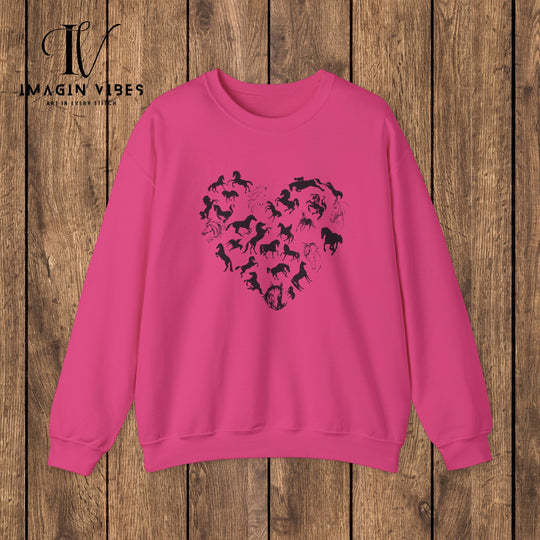 Horse Heart Sweatshirt: Celebrate Your Love for Horses Sweatshirt S Heliconia 